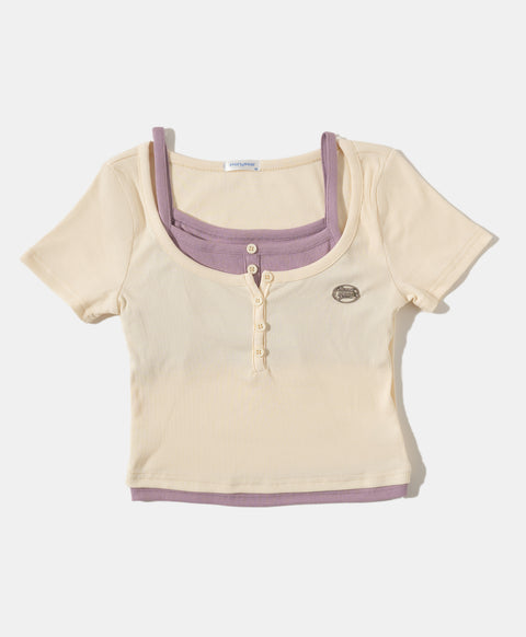 Dream Squad Fake 2-piece Short Sleeve Top