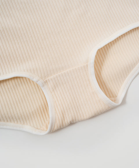 Rib Design Mid Waist Hipster Cotton Panties