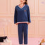 Cookies d'amore Long Sleeves Top With Pants Set-Dark Blue
