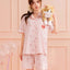 Cookies d'amore Satin Short Sleeve Top & Short PJ Set-Peach