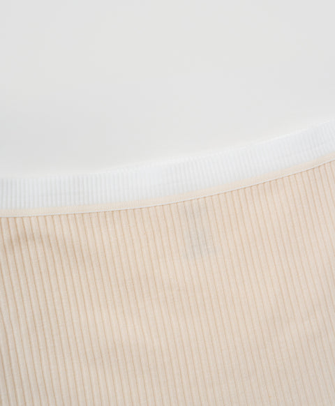 Rib Design Mid Waist Hipster Cotton Panties
