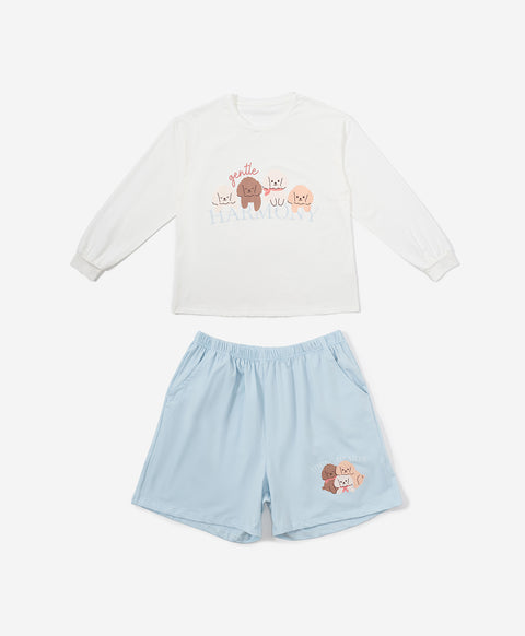 Gentle Harmony Long Sleeves Top & Shorts Set