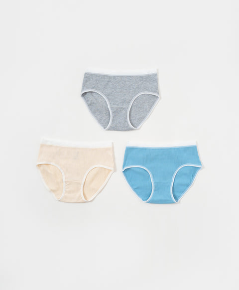 Rib Design Low Waist Midi Cotton Panties