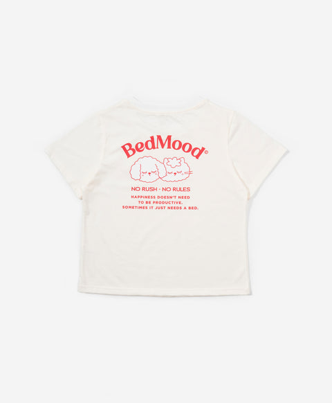 BedMood Cremo & Mello No Rush. No Rules Cotton Blend Short Sleeves Top & Long Pants Set - Pink