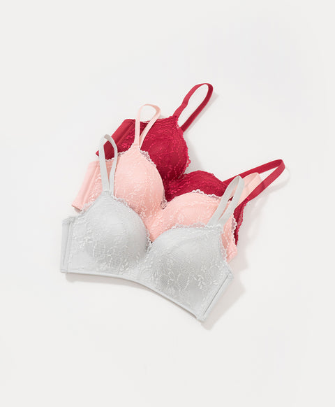 Spring Lace 3/4 Cup Full Coverage Wireless Bra