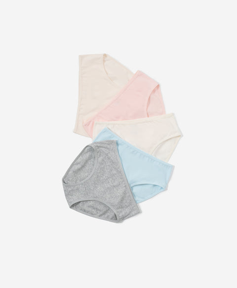 Sunday Morning Mid Waist Midi 5pcs Cotton Spandex Pack Panties