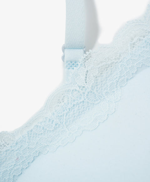 Crème de Lacelisse Wireless Lace-Trimmed V-Neck Bra