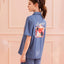 Cookies d'amore Satin Short Sleeve Top & Short PJ Set-Dark Blue