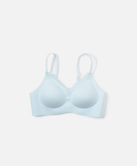 Crème de Lacelisse Wireless Lace-Trimmed V-Neck Bra