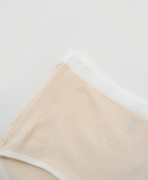 Rib Design Mid Waist Hipster Cotton Panties