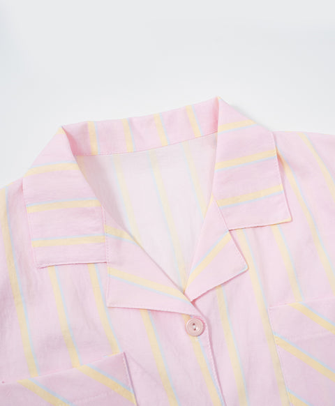 BedMood Cremo Doing Nothing Looks Good On Me Polyester PJ Short Sleeves Top & Shorts Set - Pink