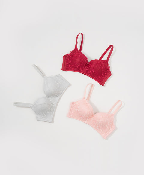 Spring Lace 3/4 Cup Full Coverage Wireless Bra