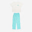 BedMood Cremo & Mello No Rush. No Rules Cotton Blend Short Sleeves Top & Long Pants Set - Green