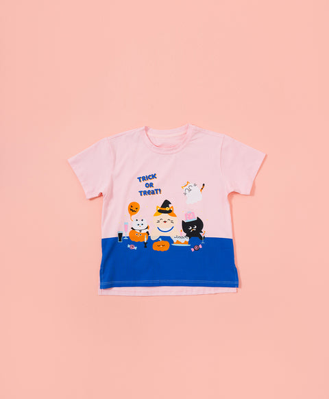 Junior Meow-lloweeen Party Short Sleeves Top and Short Sleep Set