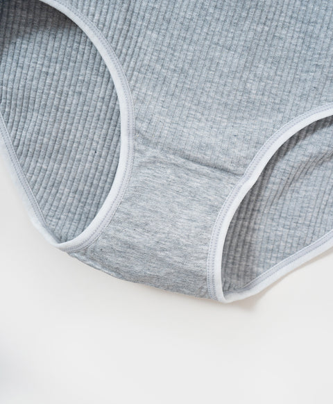 Rib Design Low Waist Midi Cotton Panties