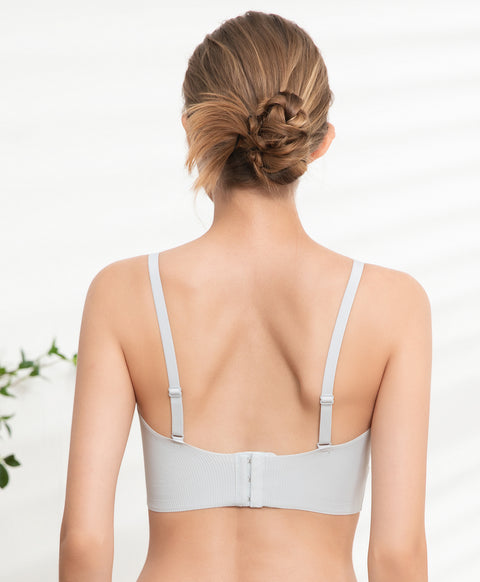 Chic Mode Ribbed Wireless Clean Cut Laminated Seamless Bralette with Back Hook