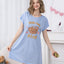 Little Cute Bear Short Sleeves Polyester Cotton Sleep Dress