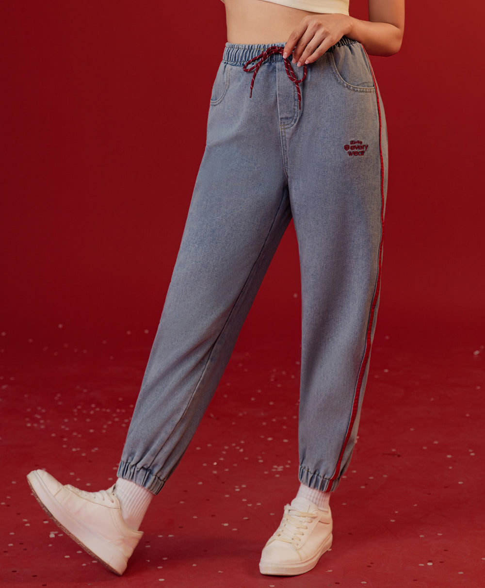 Call Me Lucky Denim Drawstring Long Pants