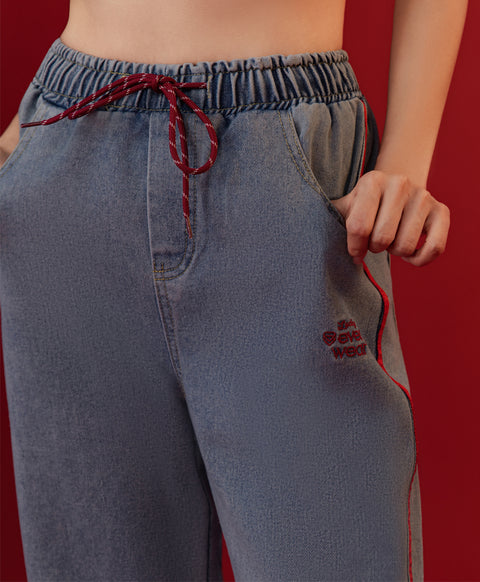 Call Me Lucky Denim Drawstring Long Pants