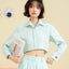 Peekaboo Convertible Collar Crop Shirt