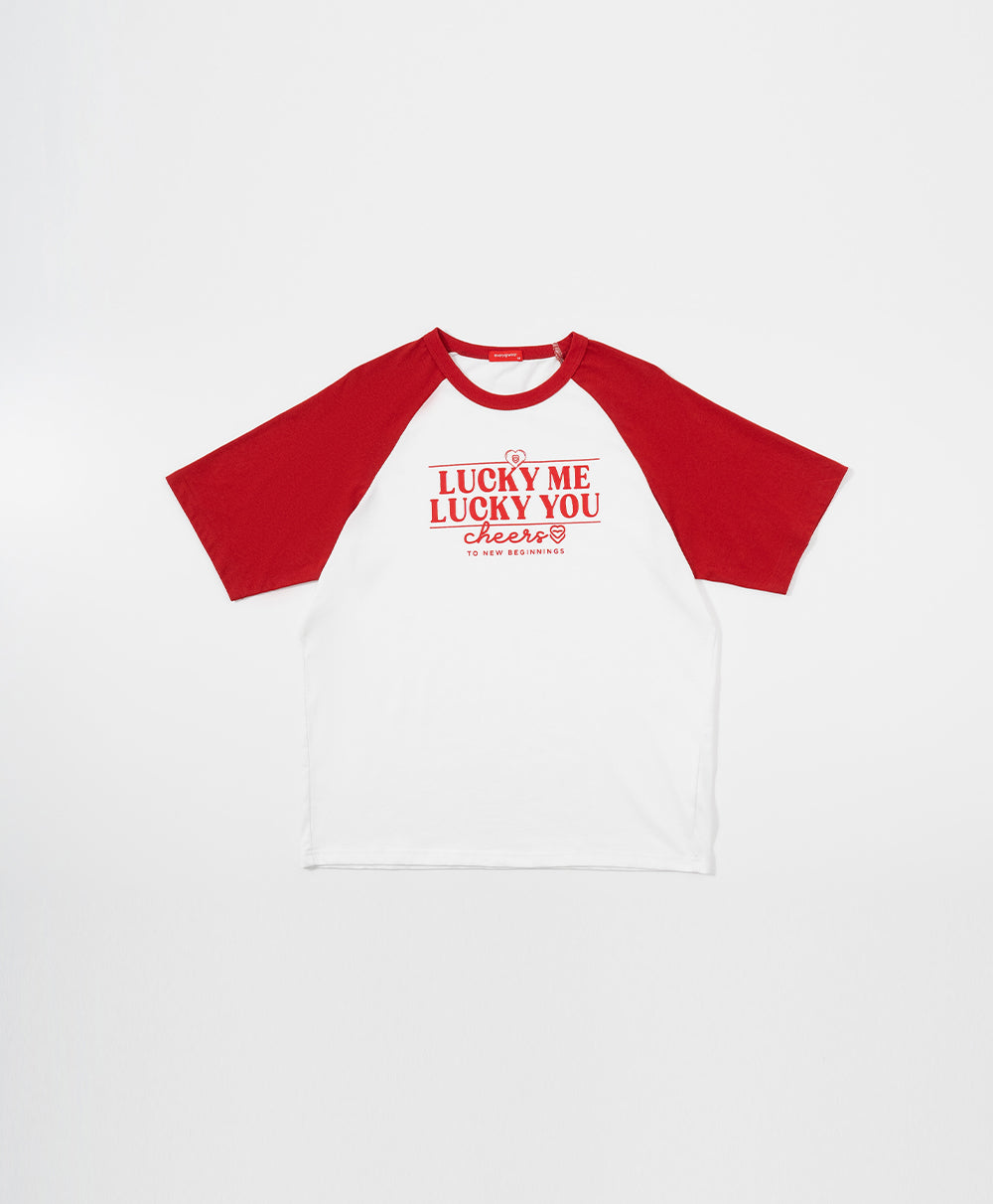 Call Me Lucky Raglan Sleeves Relaxed Fit Tee
