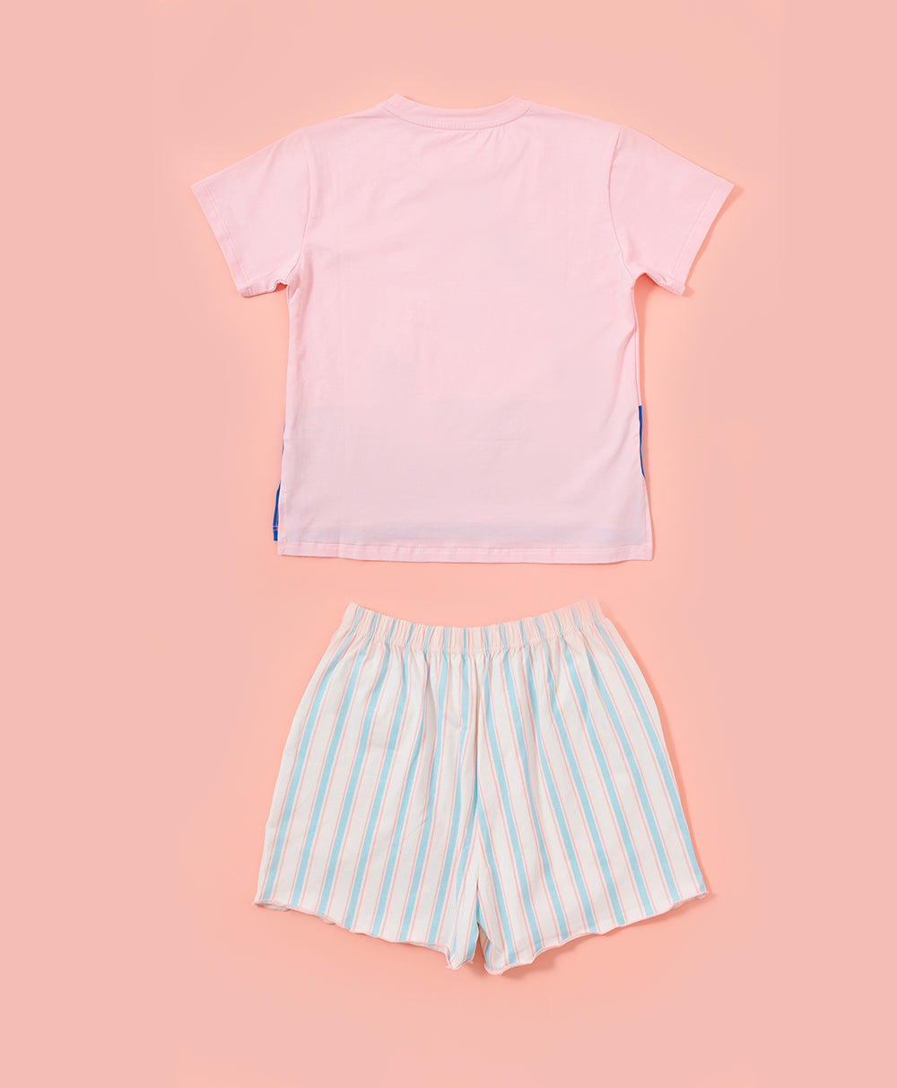 Junior Meow-lloweeen Party Short Sleeves Top and Short Sleep Set