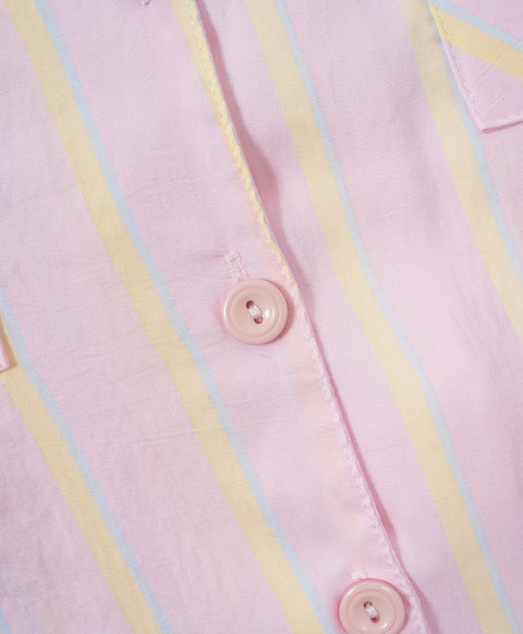 BedMood Cremo Doing Nothing Looks Good On Me Polyester PJ Short Sleeves Top & Shorts Set - Pink