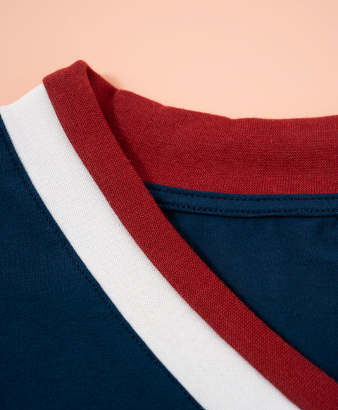 Cookies d'amore Long Sleeves Top With Pants Set-Dark Blue