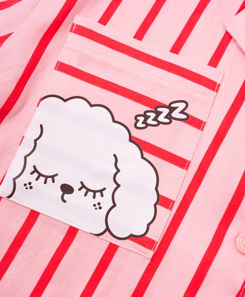 BedMood Cremo & Mello I'm in Bed Mood Polyester PJ Short Sleeves Top & Shorts Set - Pink