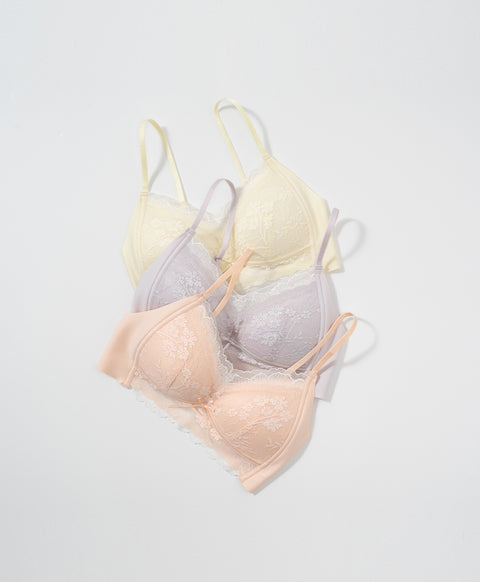Lace Journal Collection Wireless Triangle Cup Lightly-Lined Lace Bra With Back Hook