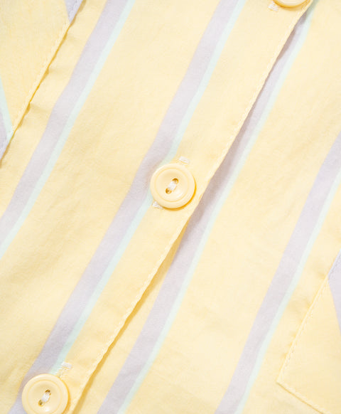 BedMood Mello No Tasks. Just Vibes Polyester PJ Short Sleeves Top & Shorts Set - Yellow
