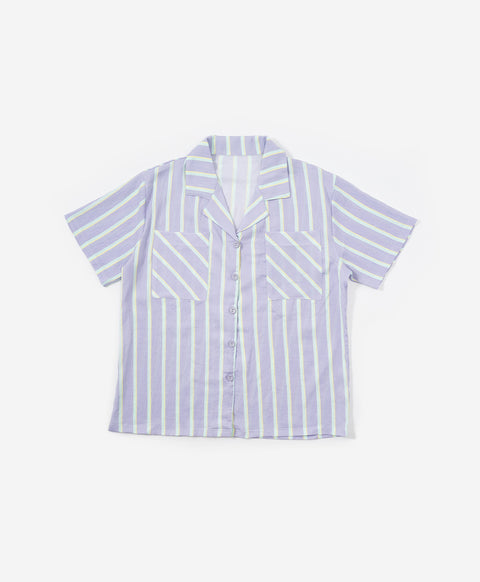 BedMood Cremo Mentally Unavailable. Physically Comfy Polyester PJ Short Sleeves Top & Shorts Set - Purple