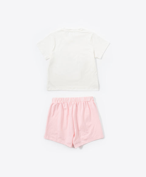 Junior Resort of Heart Short Sleeves Top & Shorts Sleep Set
