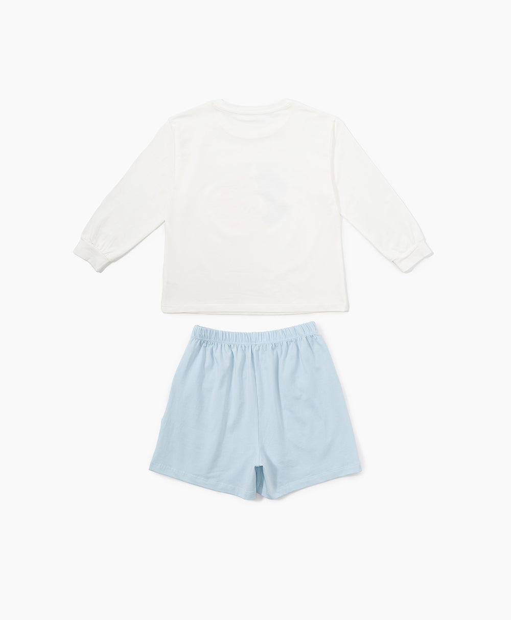 Junior Gentle Harmony Long Sleeves Top & Shorts Sleep Set