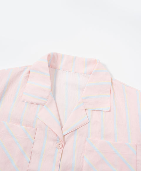 BedMood Mello Not Ignoring You, Just Resting Polyester PJ Short Sleeves Top & Shorts Set - Peach