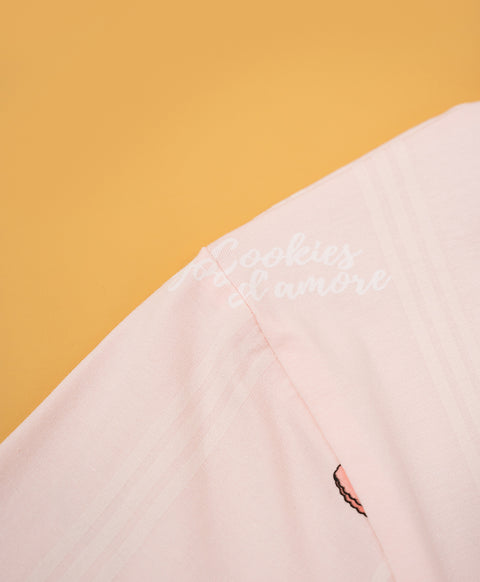 Cookies d'amore Satin Short Sleeve Top & Short PJ Set-Peach