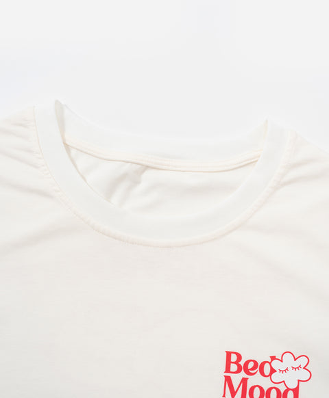 BedMood Cremo & Mello No Rush. No Rules Cotton Blend Short Sleeves Top & Long Pants Set - Pink