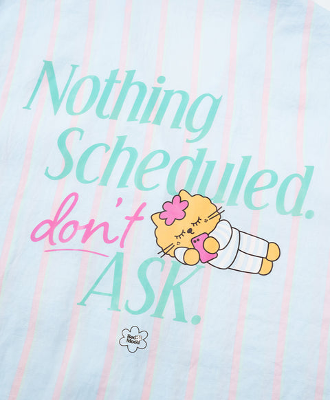 BedMood Mello Nothing Scheduled. Don't Ask. Polyester PJ Short Sleeves Top & Shorts Set - Blue