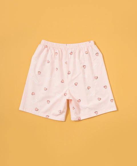 Cookies d'amore Satin Short Sleeve Top & Short PJ Set-Peach