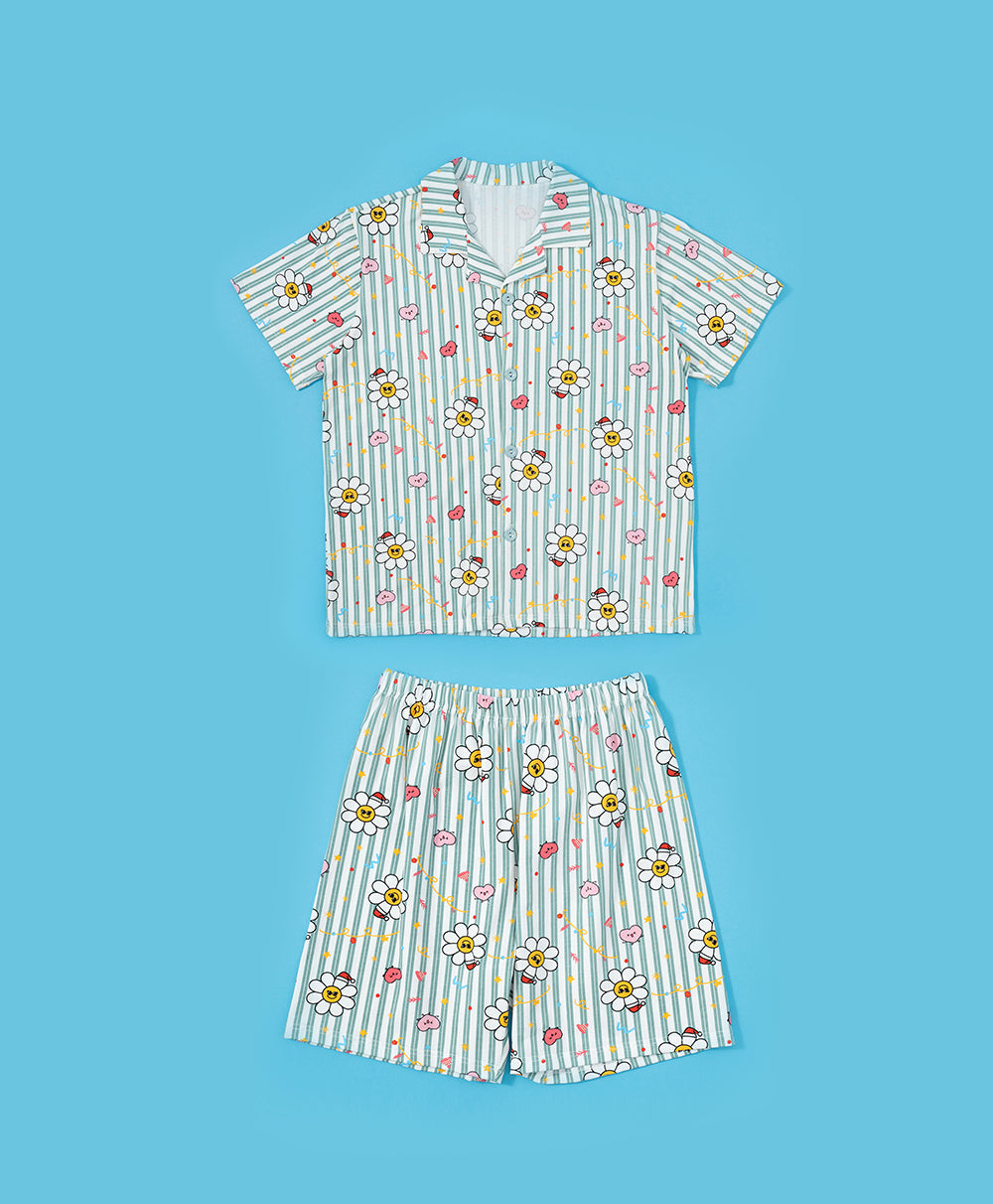 Junior Jolly Smiley Short Sleeves PJ Top & Shorts Set