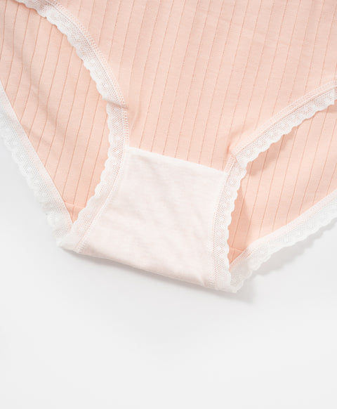 Country Style Low Waist Midi Ribbed Cotton Panties
