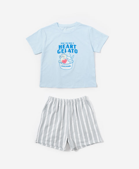 Heart Gelato Short Sleeves Top & Shorts Sleep Set