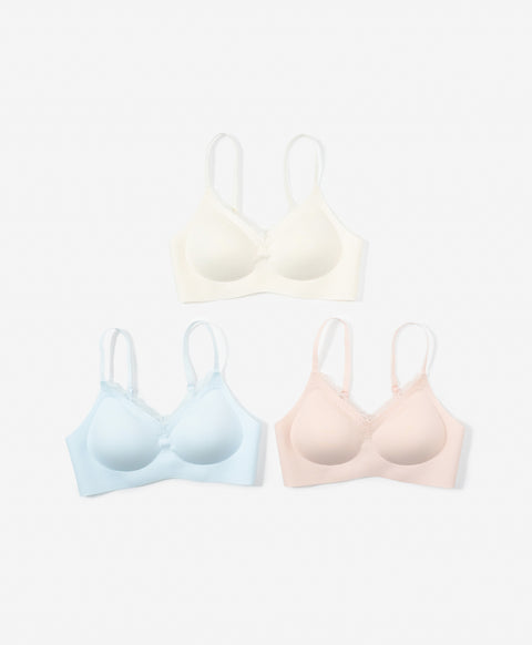 Crème de Lacelisse Wireless Lace-Trimmed V-Neck Bra