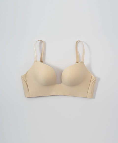 Second Skin Soft Seamless Wireless Low-Back Demi Push Up Plunge Bra