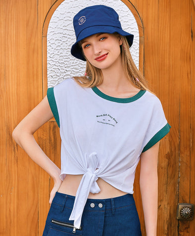 Sports Club Crop Top with Front Knot