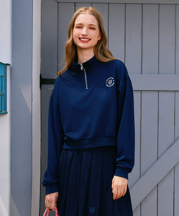 Sports Club Polo Crop Sweatshirt