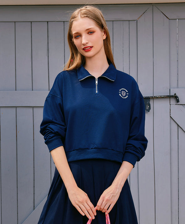 Sports Club Polo Crop Sweatshirt