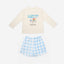 BedMood Cremo & Mello Late Morning Coffee Club Cotton Blend Long Sleeves Top & Shorts Set - Cream