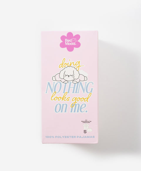BedMood Cremo Doing Nothing Looks Good On Me Polyester PJ Short Sleeves Top & Shorts Set - Pink