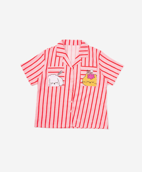 BedMood Cremo & Mello I'm in Bed Mood Polyester PJ Short Sleeves Top & Shorts Set - Pink